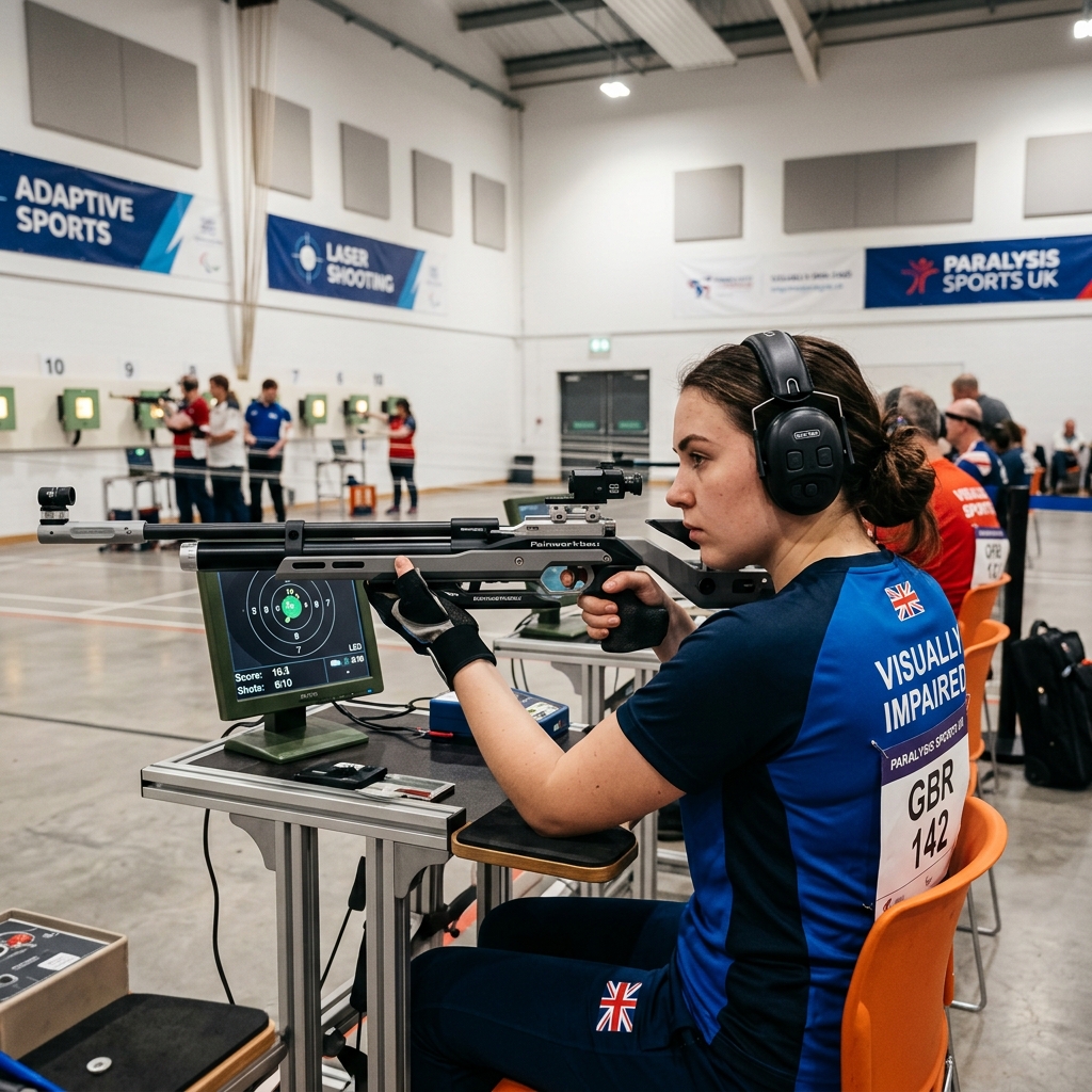 Visually Impaired VI audio guided shooting system